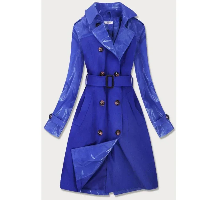 Svetlo modrý tenký kabát z rôznych spojených materiálov (YR2027)