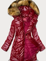 Dámska lesklá zimná bunda červená (m-21008)