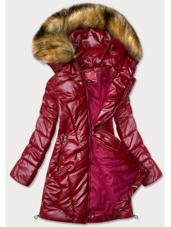 Červená lesklá dámska zimná bunda (M-21008)