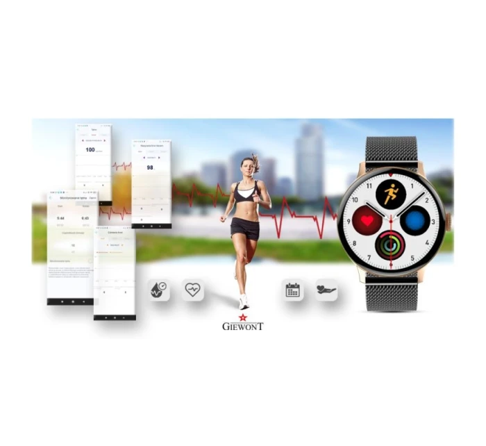 Dámské chytré hodinky Rose Gold Black model 21804755 - Giewont Dámské chytré hodinky Rose Gold Black model 21804755 - Giewont