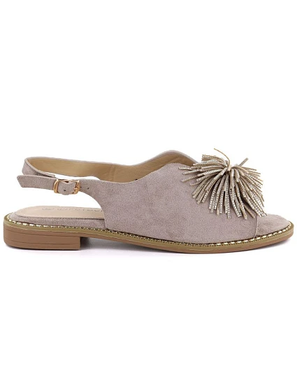 Dámské ploché sandály s flitry khaki model 22072419 - Potocki