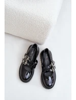 Dámské Lakované Polobotky S Pásky Černé model 21671078 - Boto