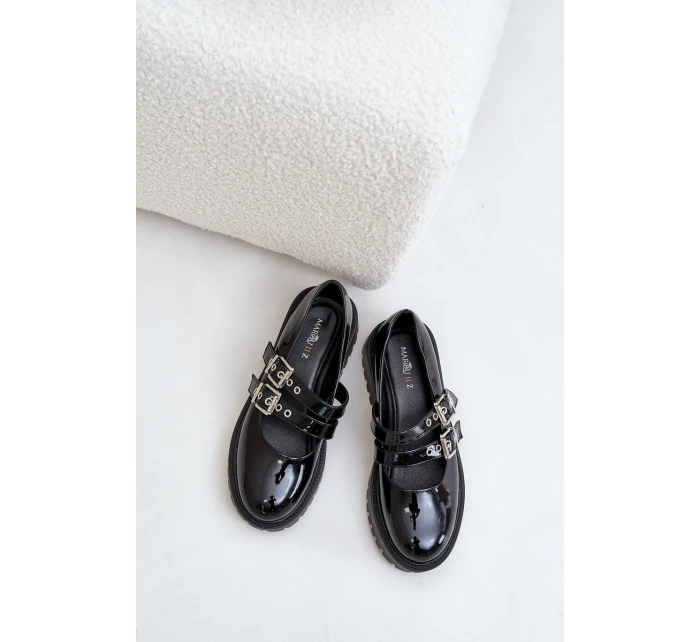 Dámské Lakované Polobotky S Pásky Černé model 21671078 - Boto