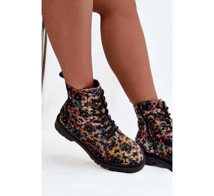 Dámské zimní kotníkové boty květinové model 21712487 - Artiker Dámské zimní kotníkové boty květinové model 21712487 - Artiker