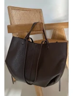 Taška shopper z přírodní kůže čokoládová Halinne Taška shopper z přírodní kůže čokoládová Halinne