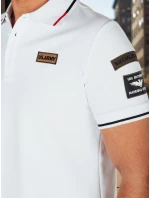 Pánske polo tričko so záplatami biele FashionStreet PX0635