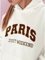 Dámska oversize mikina PARISSIA ecru FashionStreet BY1454