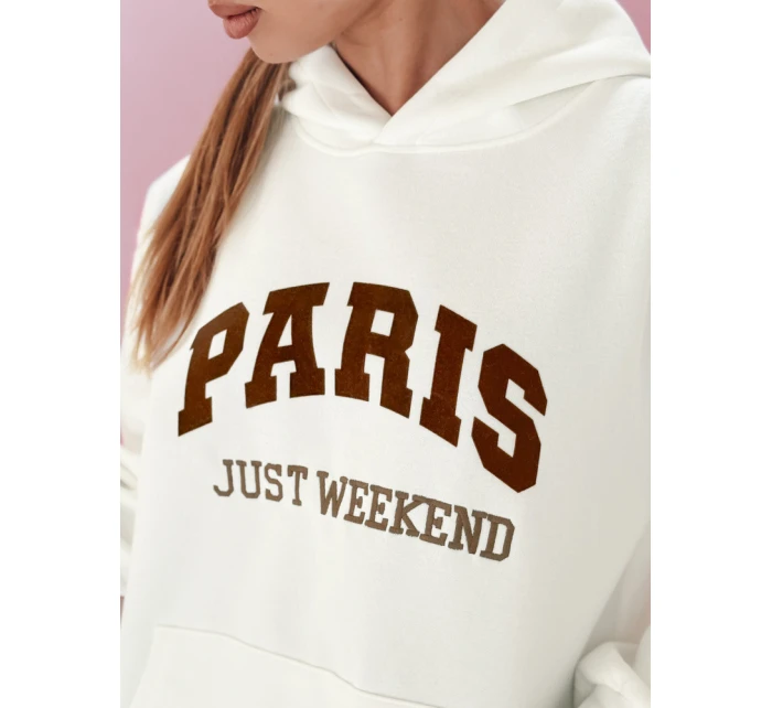 Dámska oversize mikina PARISSIA ecru FashionStreet BY1454