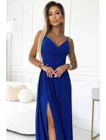 299-17 CHIARA elegantné maxi dlhé šaty bez ramienok - CHABRERA WITH BROKER