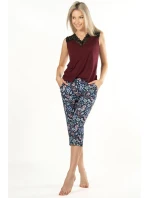 Dámské pyžamové kalhoty s potiskem Nipplex model 18459364 Margot 3/4 S2XL - Mefemi
