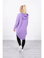 Mikina s dlhým chrbtom a kapucňou tmavo fialová