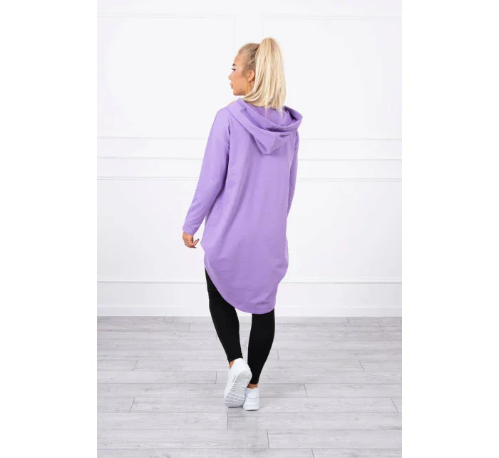 Mikina s dlhým chrbtom a kapucňou tmavo fialová
