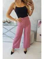 Široké kalhoty tmavě růžové