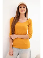 Blúzka s okrúhlym výstrihom tmavá horčica