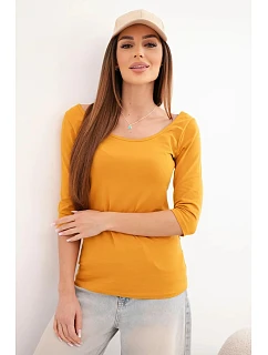 Blúzka s okrúhlym výstrihom tmavá horčica