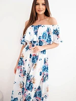 Dámske viskózové šaty Carmen s kvetinovým vzorom denim
