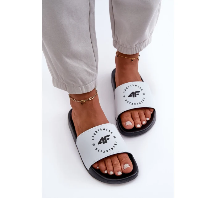 Damskie Klapki 4FMM00FFLIF044A-10S Biało-Czarne Damskie Klapki 4FMM00FFLIF044A-10S Biało-Czarne