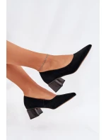 Zamszowe Gładkie Czółenka Ze Szpiczastymi Noskami Vinceza 66736 Czarne