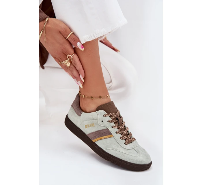 Zamszowe Niskie Sneakersy Damskie Big Star SS274678 HI-POLY SYSTEM Miętowe