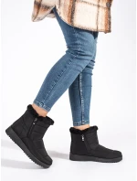 Vynikajúce dámske čierne snežnice bez podpätku Vynikajúce dámske čierne snežnice bez podpätku