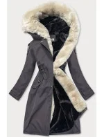 Dámska bavlnená zimná bunda grafitovo-ecru-grafitová (fm03-f11) Dámska bavlnená zimná bunda grafitovo-ecru-grafitová (fm03-f11)