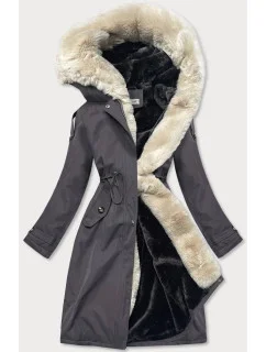 Dámska bavlnená zimná bunda grafitovo-ecru-grafitová (fm03-f11)