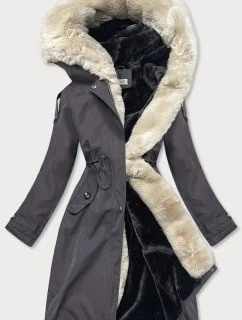 Dámska bavlnená zimná bunda grafitovo-ecru-grafitová (fm03-f11)