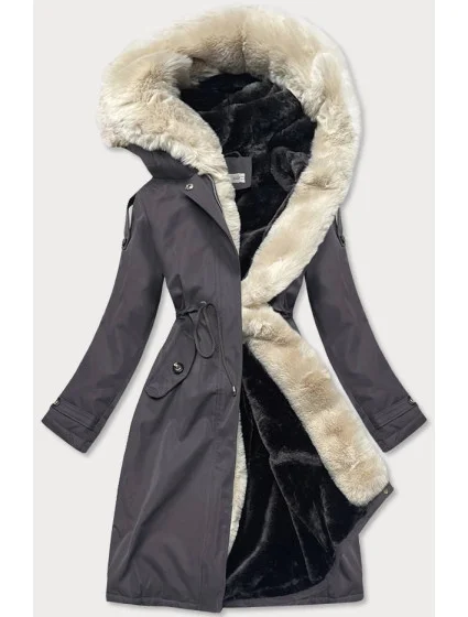 Dámska bavlnená zimná bunda grafitovo-ecru-grafitová (fm03-f11) Dámska bavlnená zimná bunda grafitovo-ecru-grafitová (fm03-f11)