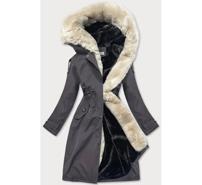 Dámska bavlnená zimná bunda grafitovo-ecru-grafitová (fm03-f11) Dámska bavlnená zimná bunda grafitovo-ecru-grafitová (fm03-f11)