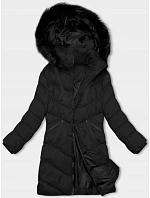Černá dámská zimní bunda s kapucí model 21246187 - J.STYLE Černá dámská zimní bunda s kapucí model 21246187 - J.STYLE