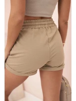 Dámske bavlnené šortky s elastickým pásom camel Dámske bavlnené šortky s elastickým pásom camel