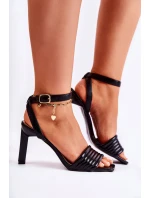 Damskie Sandały Na Obcasie Czarne Camellia