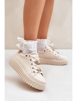 Sneakersy Damskie Z Przypinkami Beżowe Grelesi Sneakersy Damskie Z Przypinkami Beżowe Grelesi