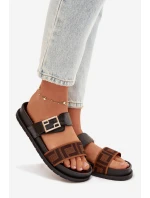 Dámské pantofle se zlatým sponou Černé Fiorisse