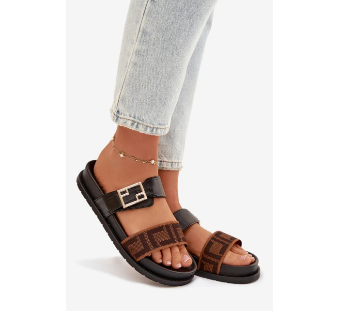 Dámské pantofle se zlatým sponou Černé Fiorisse