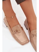 Kožené dámské mokasíny s ozdobným detailem D&A CR61-3125 Béžové