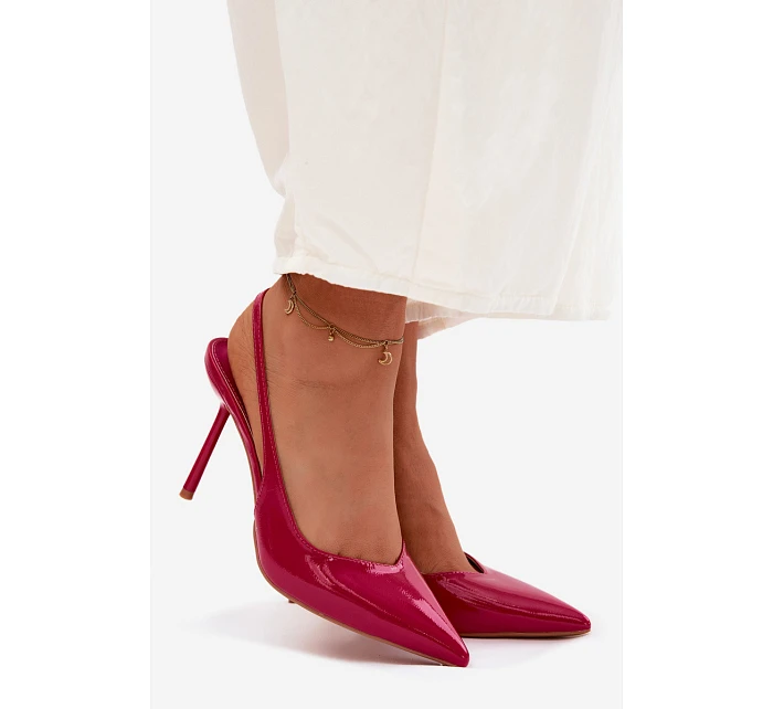 Lakované lodičky sandály z umělé kůže fuchsiové model 22122743 - Boto