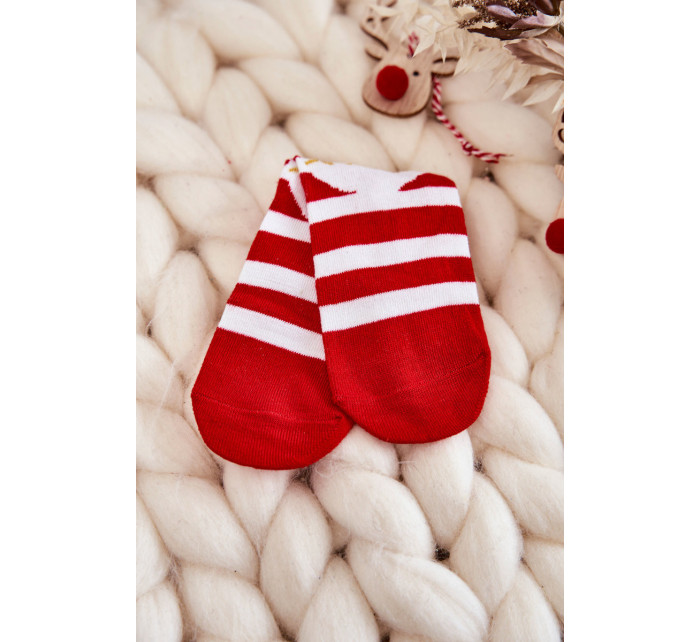 Detské vianočné ponožky s pruhmi Cosas bielej a červenej farby