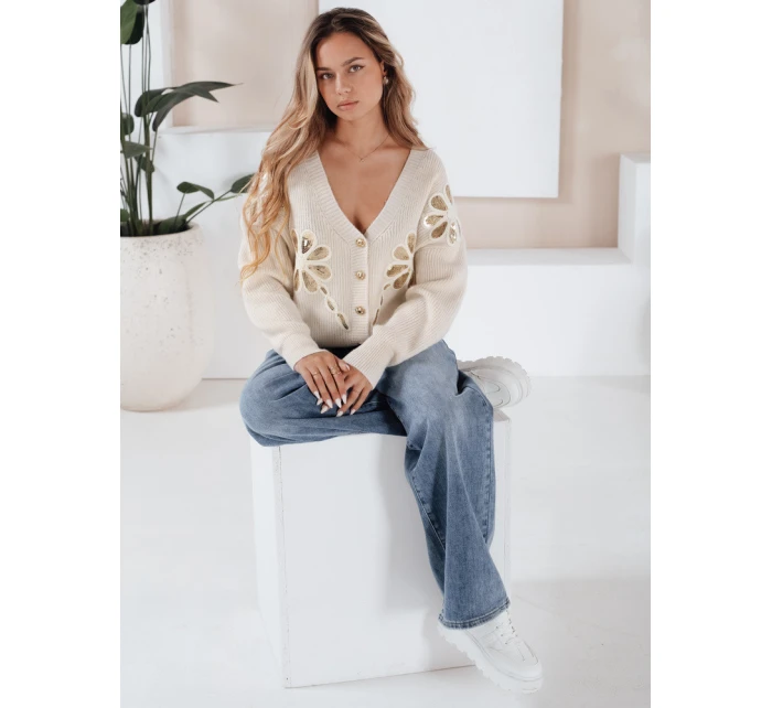 Dámsky sveter KERINDA ecru FashionStreet MY2500 Dámsky sveter KERINDA ecru FashionStreet MY2500