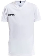 Craft Teamwear Squad Go Jersey Solid Jr Detské športové tričko s výstrihom do V 82.5582 biele Craft Teamwear Squad Go Jersey Solid Jr Detské športové tričko s výstrihom do V 82.5582 biele