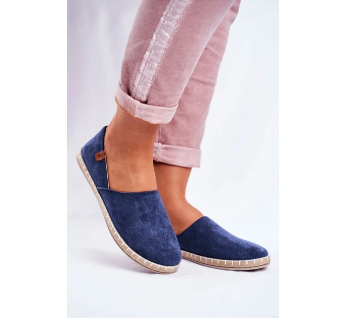 Damskie Welurowe Espadryle Granatowe Vulcano