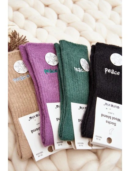 Damskie Ciepłe Skarpety Z Napisem Różowe