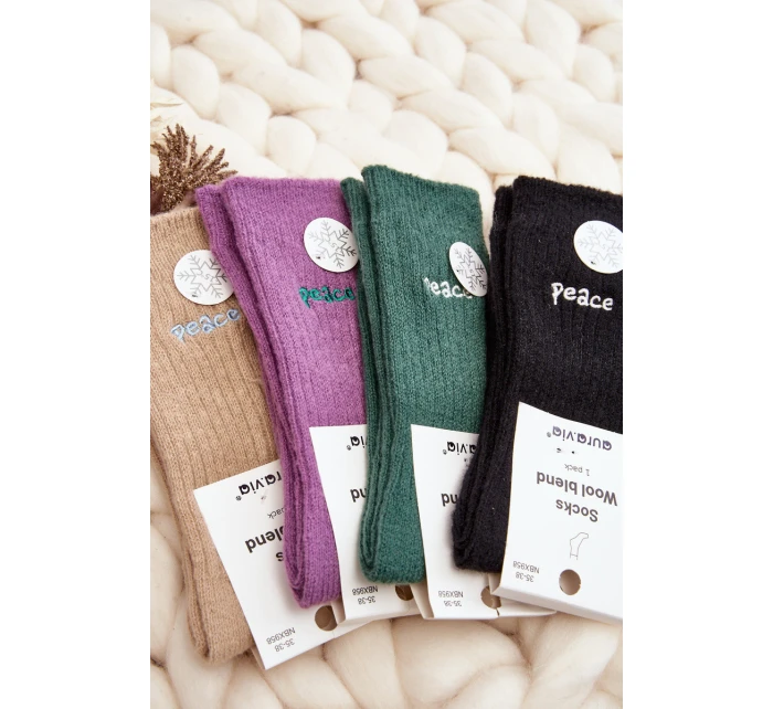 Damskie Ciepłe Skarpety Z Napisem Różowe