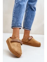 Damskie Kapcie Ocieplane Futerkiem Na Platformie Camel Azida Damskie Kapcie Ocieplane Futerkiem Na Platformie Camel Azida