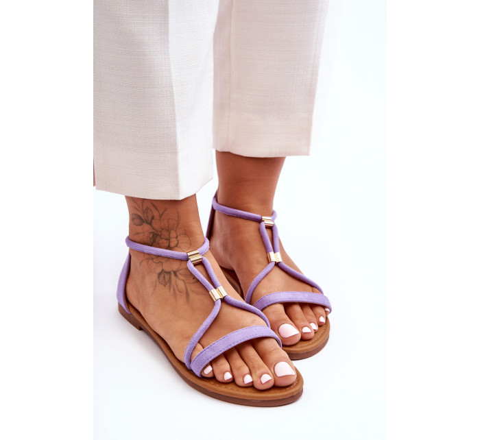Dámske ploché sandále so zipsom Purple Jullie