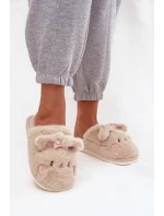 Dámske domáce papuče s ušami a mašľou Corayne - béžové Dámske domáce papuče s ušami a mašľou Corayne - béžové