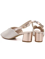 Dámské zlaté sandály na podpatku Sergio model 22121902 - LEONE