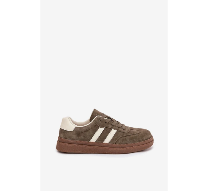 Sneakersy Damskie Zamszowe Na Platformie Ciemnozielone Sylviona