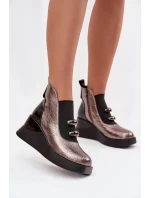 Dámské kotníkové boty na platformě D&A MR52-106 metalické