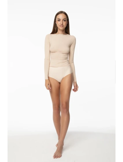 Jednoduché tričko s dlhým rukávom béžová - Julimex Jednoduché tričko s dlhým rukávom béžová - Julimex